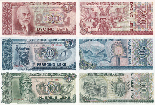 Albania 200 500 1000 Leke 1992 P 52 53 54 UNC Set 3 pcs