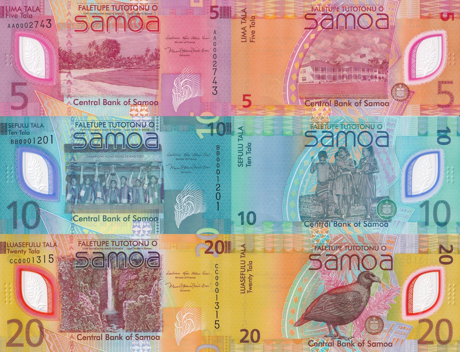 Samoa 5 10 20 Tala  2023 2024 P 47 48 49 New Design Polymer UNC Set 3 pcs