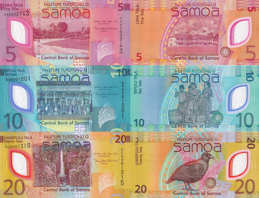 Samoa 5 10 20 Tala  2023 2024 P 47 48 49 New Design Polymer UNC Set 3 pcs