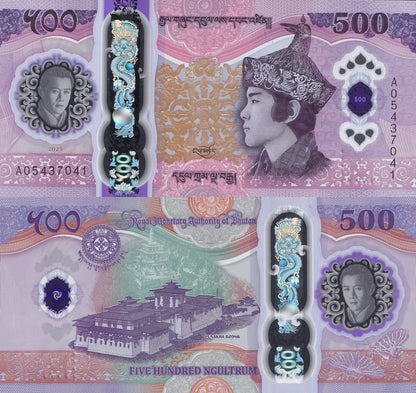 Bhutan 500 Ngultrum 2025 2026 P New Design Polymer UNC COMM. Lot 5 pcs