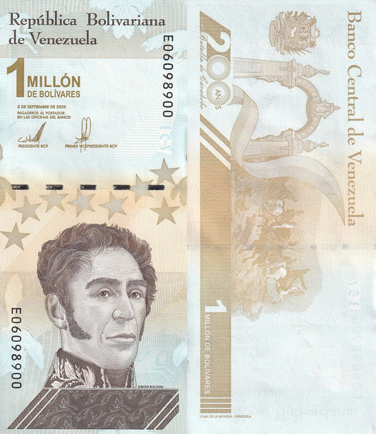 Venezuela 1 Million 1000000 Bolivares 2020/2021 P 114 (1-2) UNC