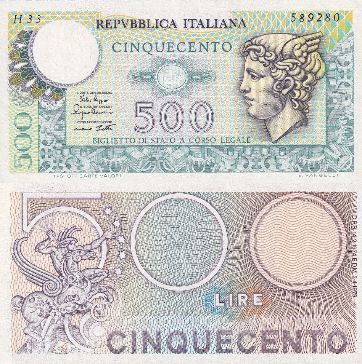 Italy 500 Lire 1979 P 94 UNC