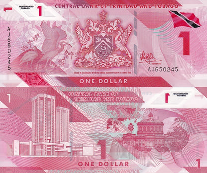Trinidad and Tobago 1 Dollar 2020 P 60a Polymer UNC 1 Bundle Lot 100 pcs