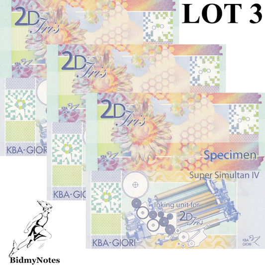 KBA Giori Super Simultan IV 2D-Iris Specimen  Small size LOT 3 pcs