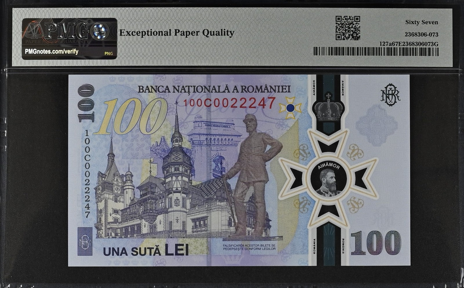 Romania Banca Nationala Commemorative 100 Lei 2024 P 127a Polymer UNC PMG 67 EPQ