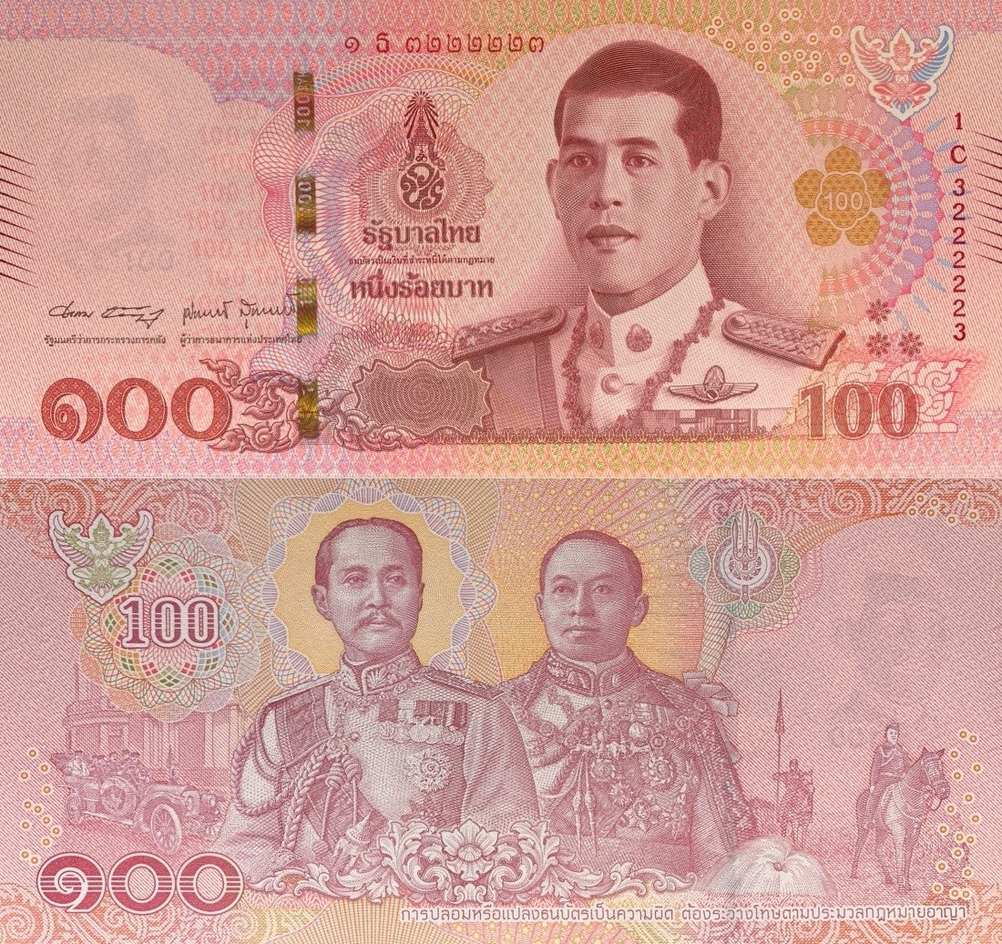 Thailand 100 Baht 2018 P 137b Random Sign UNC Fancy Lucky Radar No. 3222223