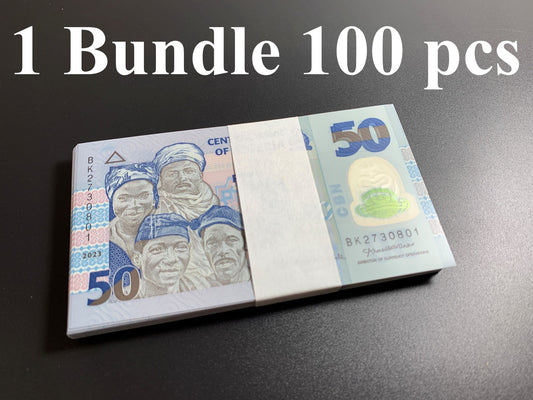 Nigeria 50 Naira 2023 P 40 Polymer UNC 1 Budle Lot 100 pcs