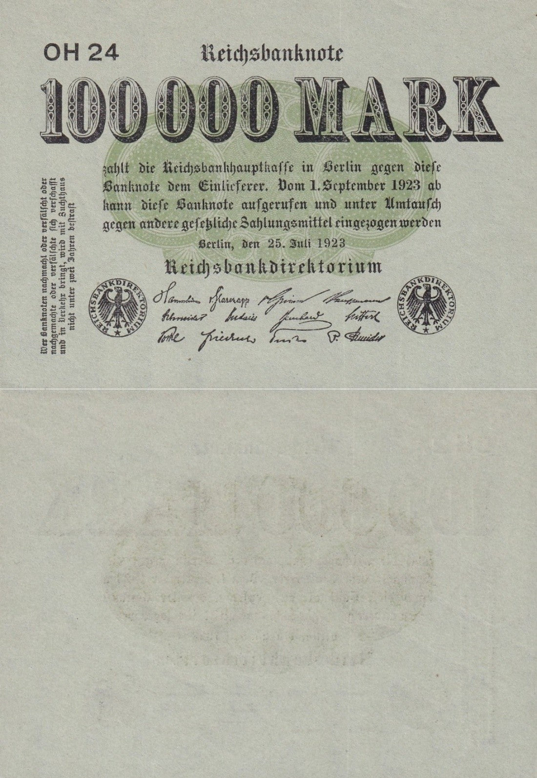Germany 100000 Mark 1923 P 91a UNC