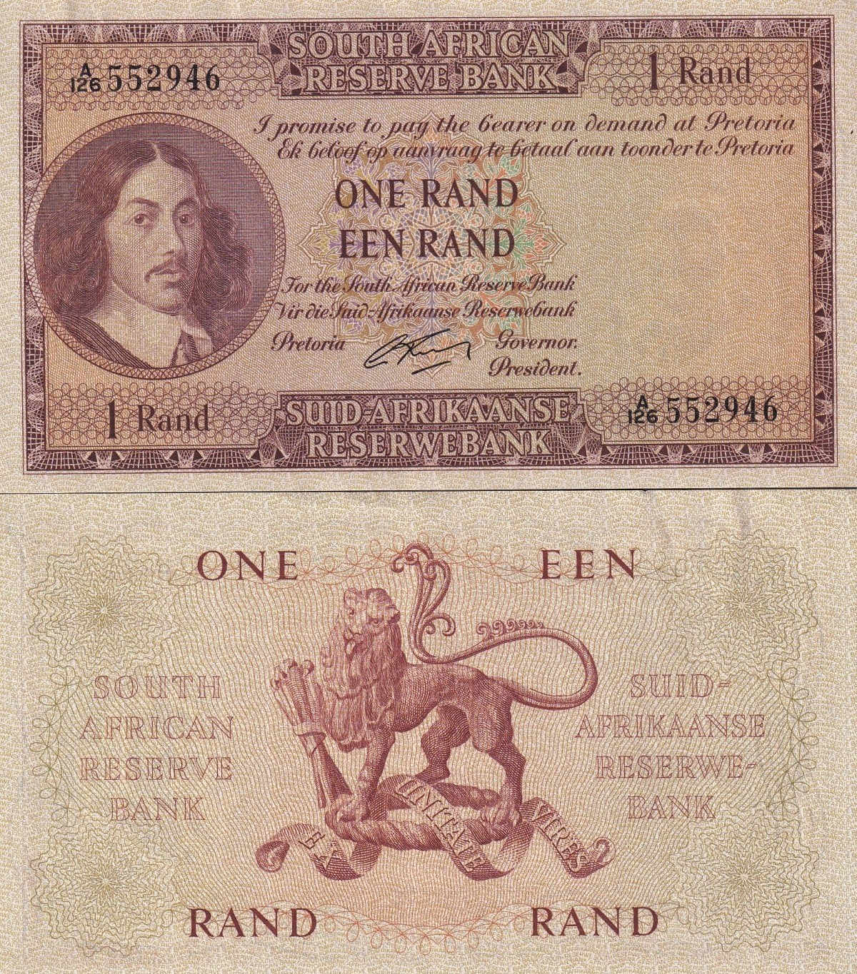 South Africa 1 Rand ND 1961-1965 P 102 Random Sign UNC