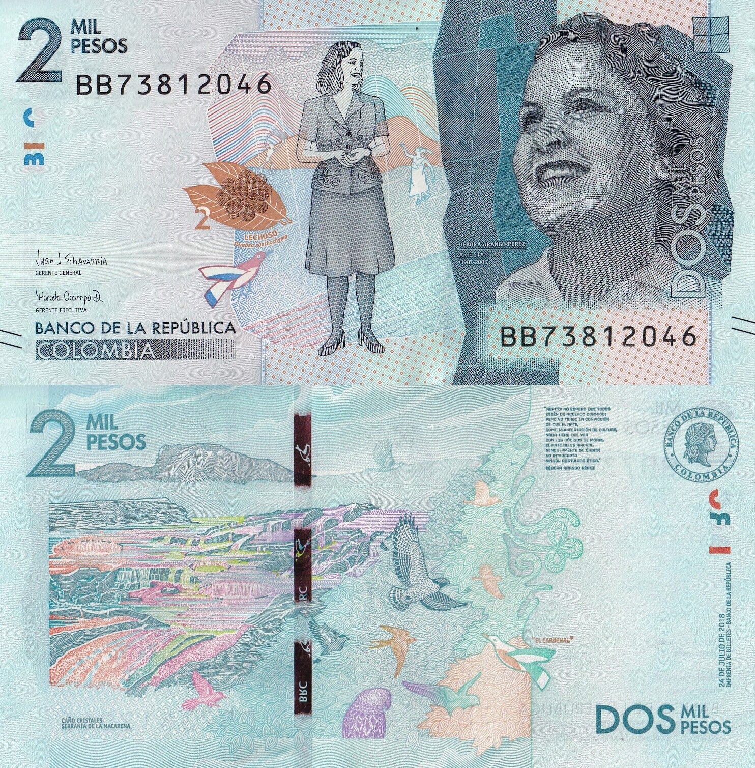 Colombia 2000 Pesos 2018 P 458d UNC