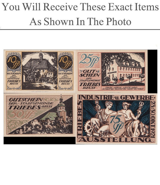 Germany Notgeld TRIEBES 10 25 50 75 Pfenning 1921 Full Set 4 pcs