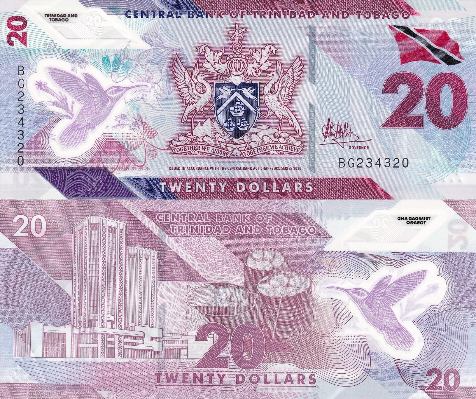 Trinidad and Tobago 20 Dollars 2020 P 63a Polymer UNC