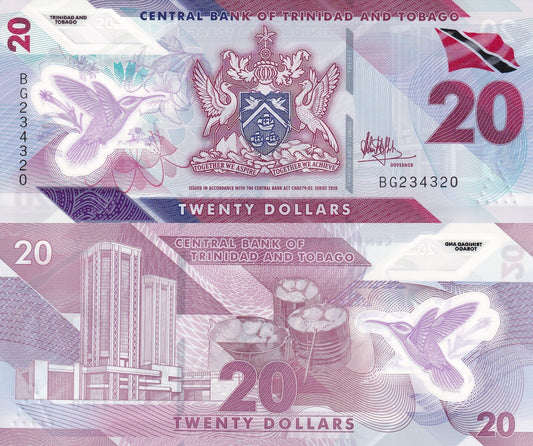 Trinidad and Tobago 20 Dollars 2020 P 63a Polymer UNC
