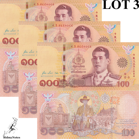 Thailand 100 Baht 2020 P 140 Coronation Commemorative UNC LOT 3 pcs