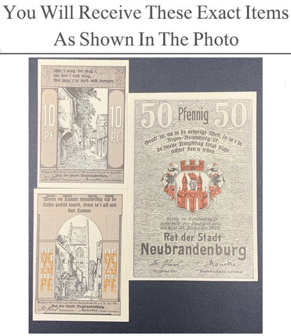 Germany Notgeld NEBRANDENBURG 10 25 50 Pfenning 1921 Set 3 pcs