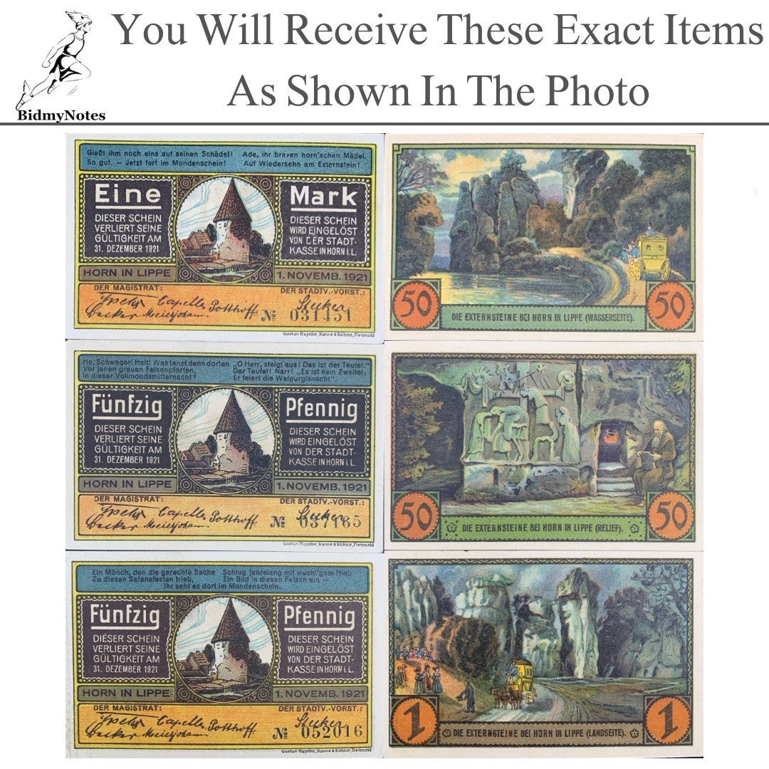 Germany Notgeld HORN 50 Pfennig 1 Mark 1921 Set 3 pcs