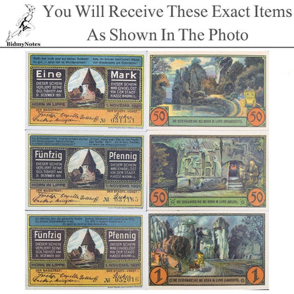 Germany Notgeld HORN 50 Pfennig 1 Mark 1921 Set 3 pcs