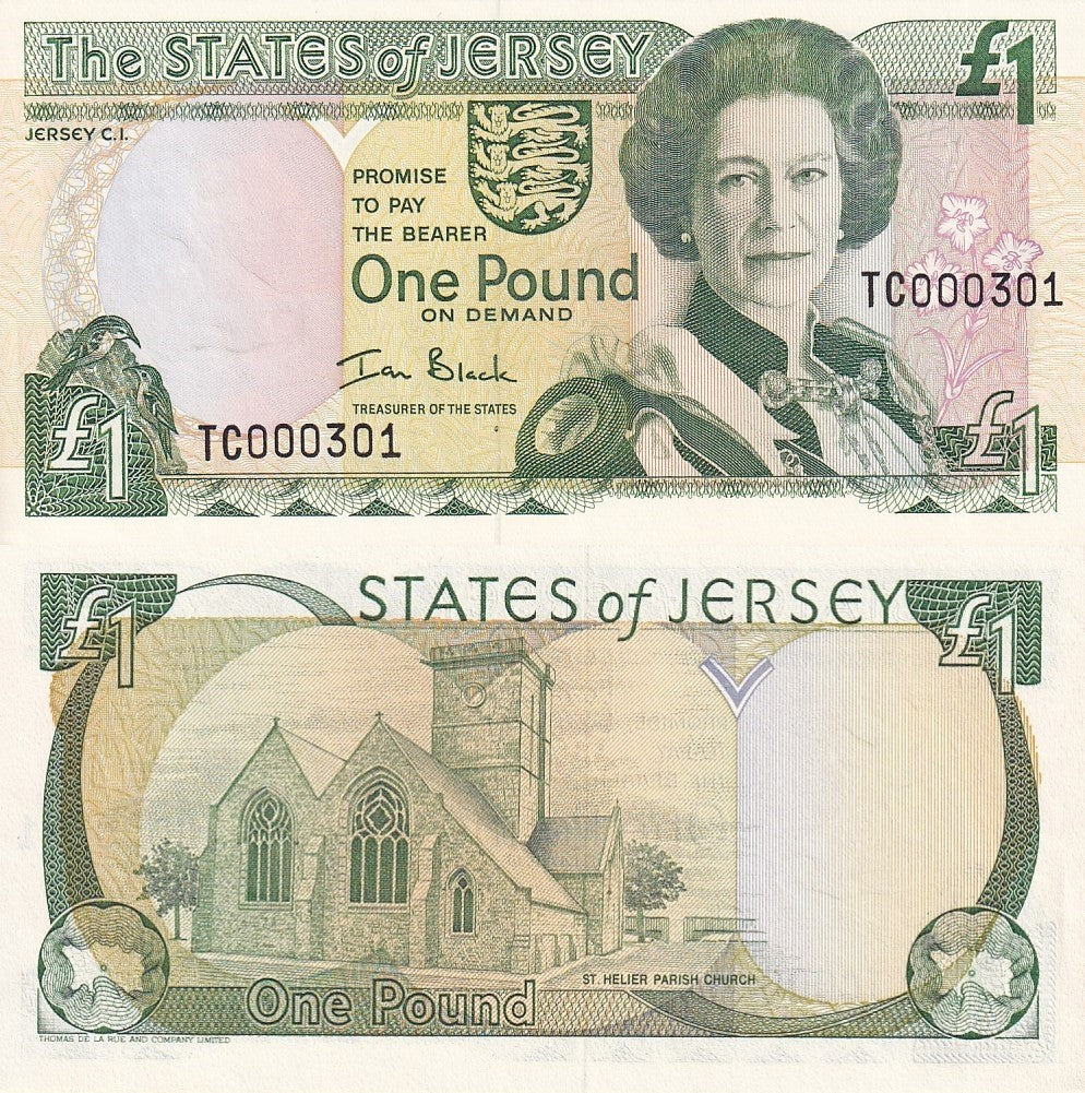Jersey 1 Pound 2000 P 26a Que II 2 Letters Serial Prefix UNC