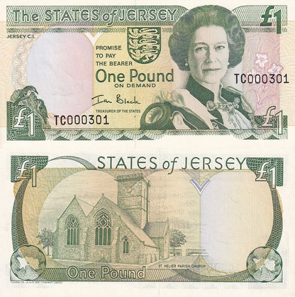 Jersey 1 Pound 2000 P 26a Que II 2 Letters Serial Prefix UNC