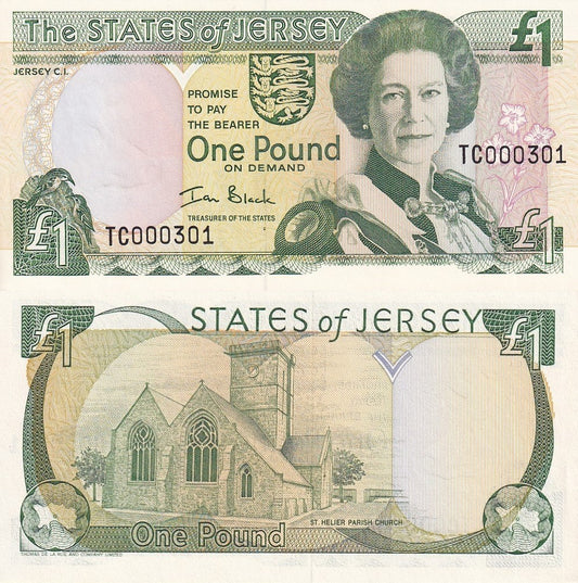 Jersey 1 Pound 2000 P 26a Que II 2 Letters Serial Prefix UNC