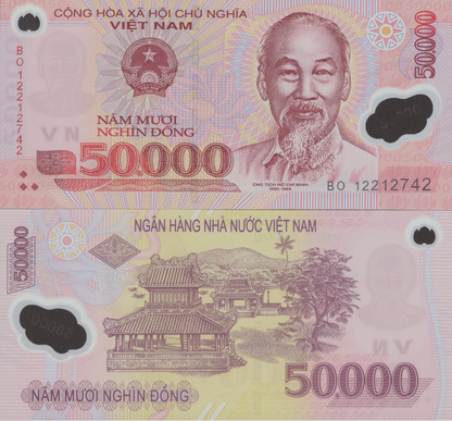 Viet Nam Vietnam 50000 Dong 2012 P 121 Polymer UNC 1/20 Bundle Lot 5 pcs