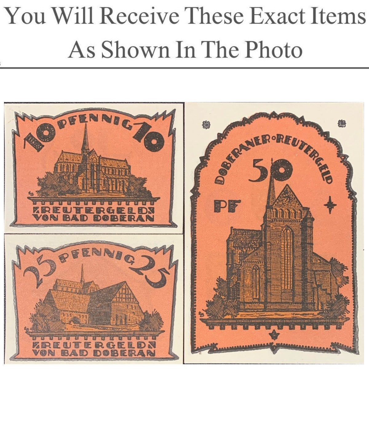 Germany Notgeld BAD DOBERAN 10 25 50 Pfennig 1921 Full Set 3 pcs