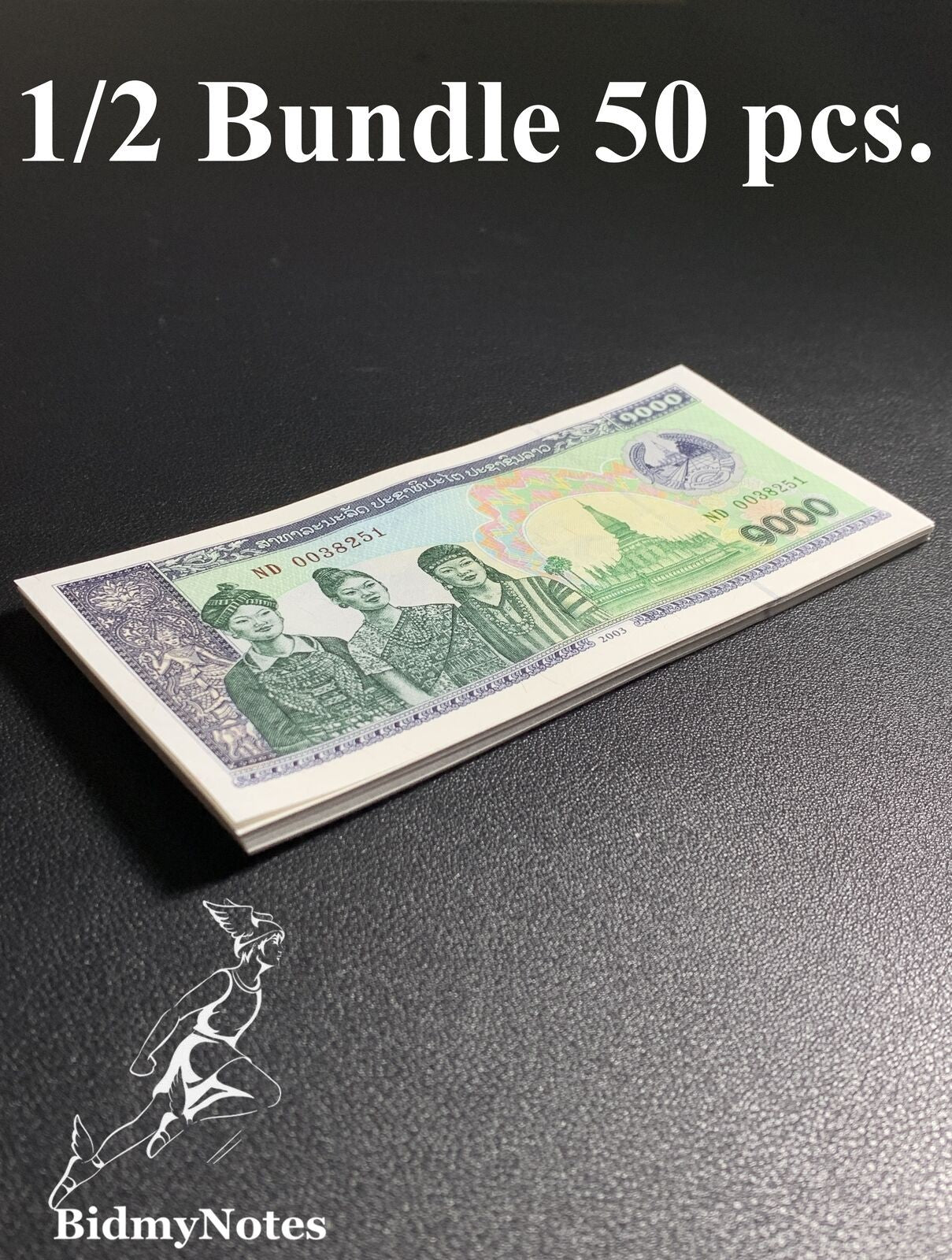 Laos 1000 Kip 2003 P 32Ab UNC 1/2 Bundle LOT 50 pcs