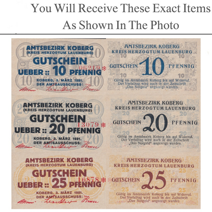 Germany Notgeld KOBERG 10 20 25 Pfennig 1921 Set 3 pcs
