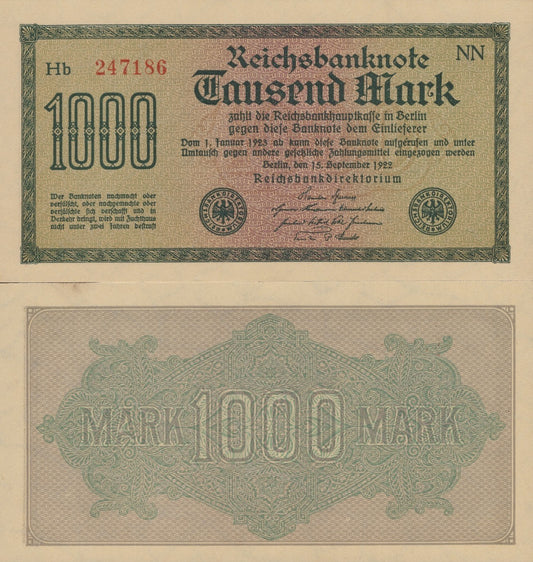 Germany 1000 Mark 1922 P 76 UNC