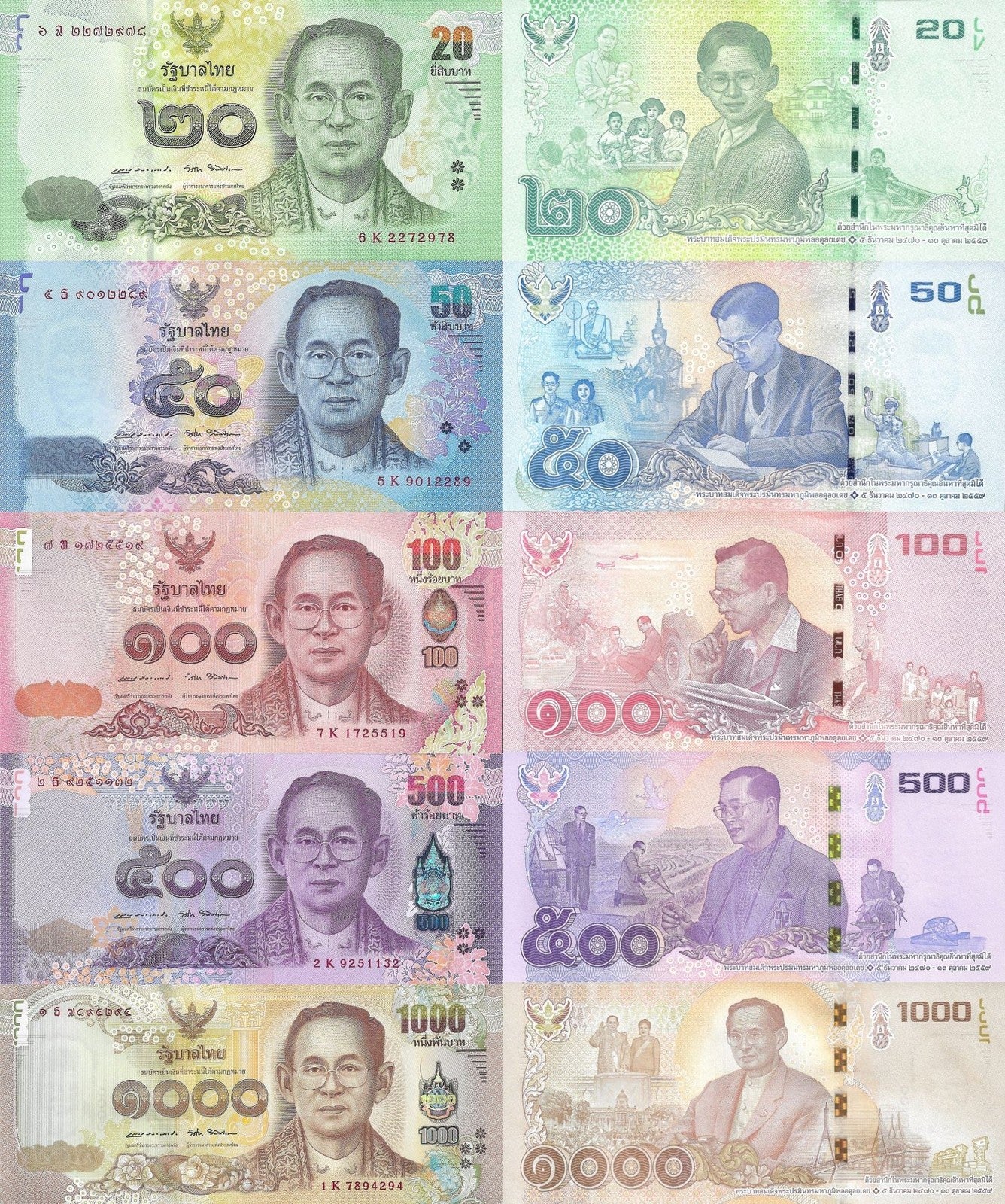 Thailand 20 50 100-1000 2017 P 130 131-134 UNC Commemorative Set 5 pcs