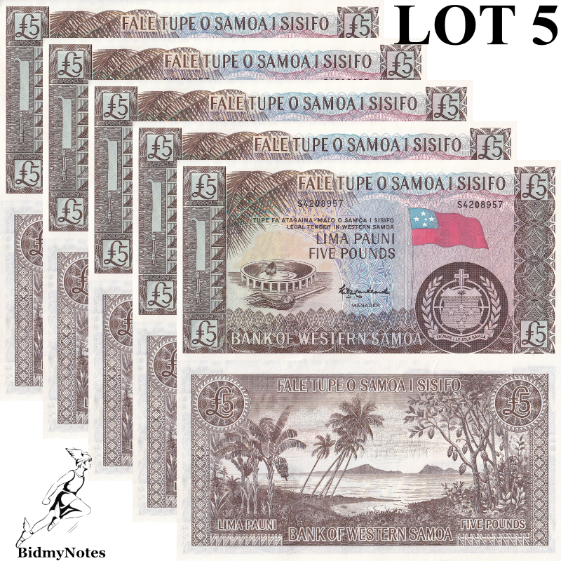 Western Samoa 5 Pounds 1963 / 2020 P 15CS UNC 1/20 Bundle LOT 5 pcs