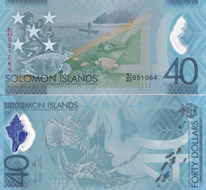 Solomon Islands 40 Dollars 2018 P 37 Polymer UNC  Commemorative 40th Anniv.