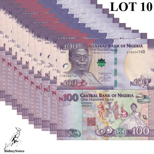 Nigeria 100 Naira 2024 P 41 UNC Commemorative 1/10 Bundle LOT 10 pcs