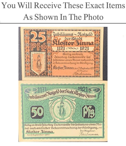 Germany Notgeld KLOSTER ZINNA 25 50 Pfennig 1920 Full Set 2 pcs