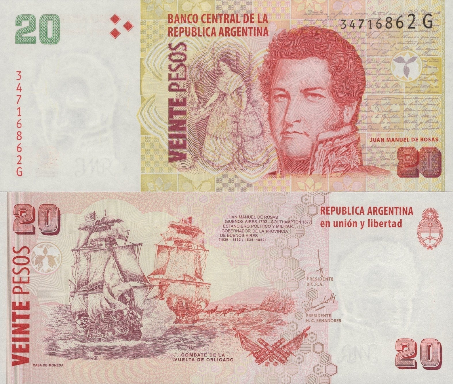 Argentina 20 Pesos ND 2003 P 355c UNC 1/20 Bundle Lot 5 pcs