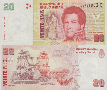 Argentina 20 Pesos ND 2003 P 355c UNC 1/20 Bundle Lot 5 pcs