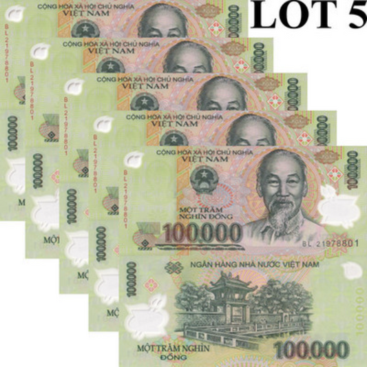 Viet Nam Vietnam 100000 Dong 2021 P 122 Polymer UNC 1/20 Bundle Lot 5 pcs