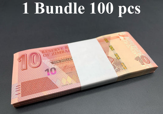 Zimbabwe 10 Dollars 2020 P 103 UNC 1 Bundle Lot  100 pcs
