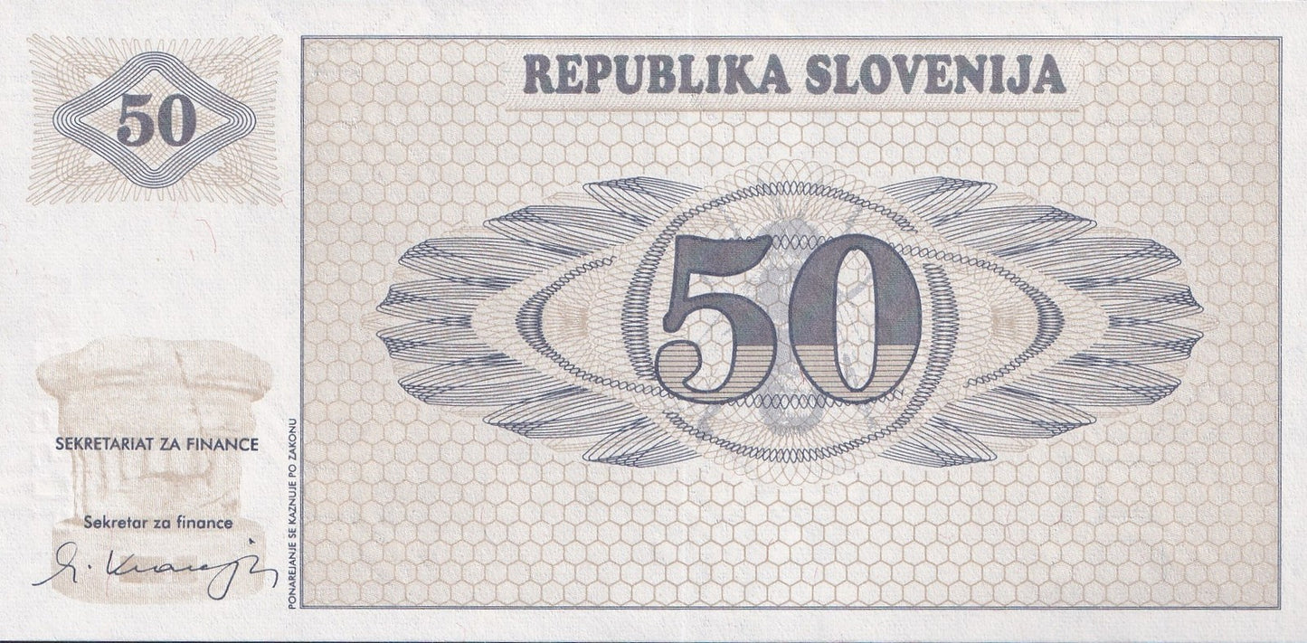 Slovenia 50 Tolarjev 1990 P 5 UNC SPECIMEN