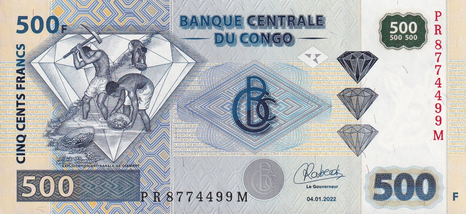 Congo Democratic Republic 500 Francs 2022 P 96C UNC