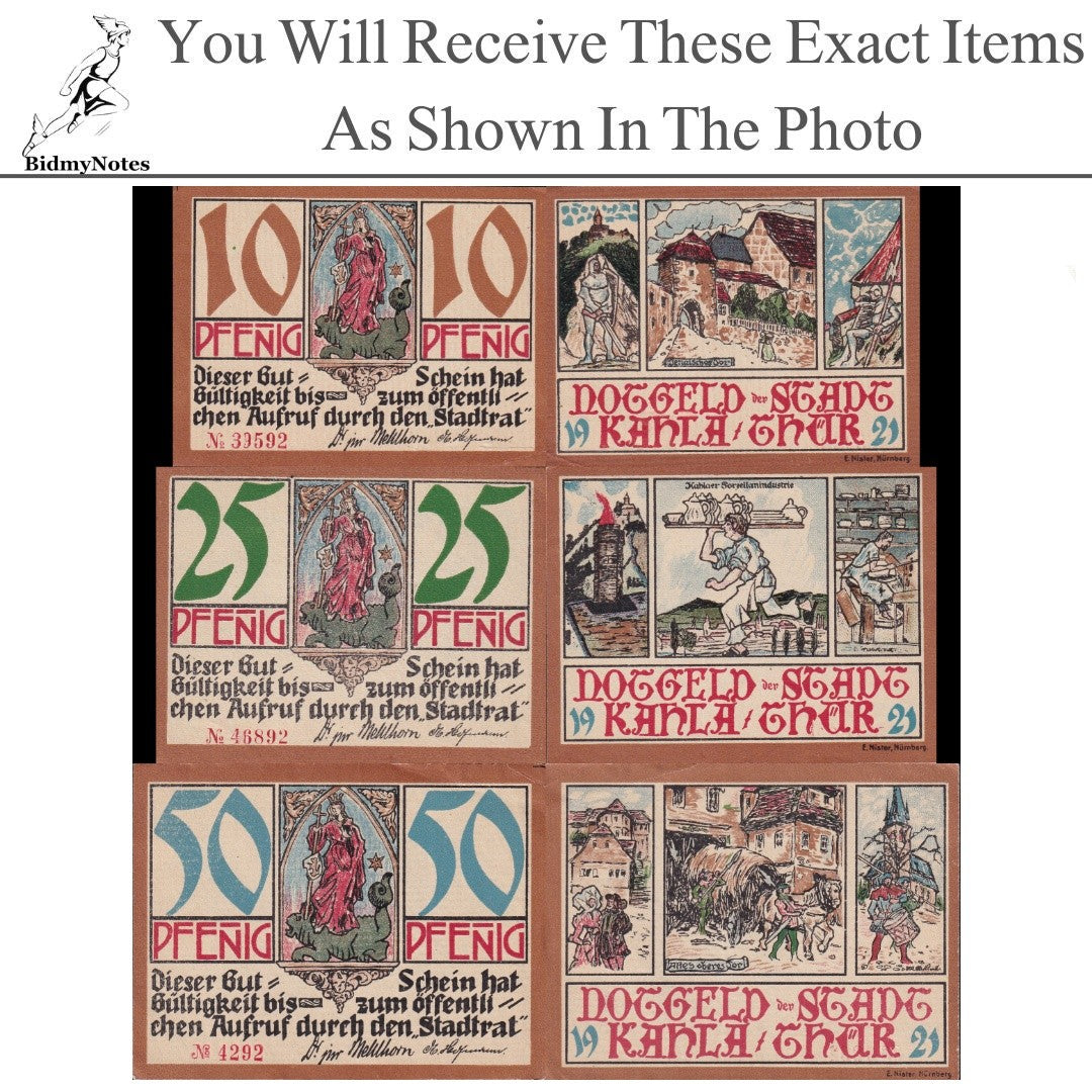Germany Notgeld KAHLA 10 25 50 Pfennig 1921 Set 3 pcs