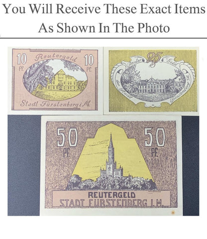 Germany Notgeld FURSTENBEG 10 25 50 Pfennig 1922 Full Set 3 pcs