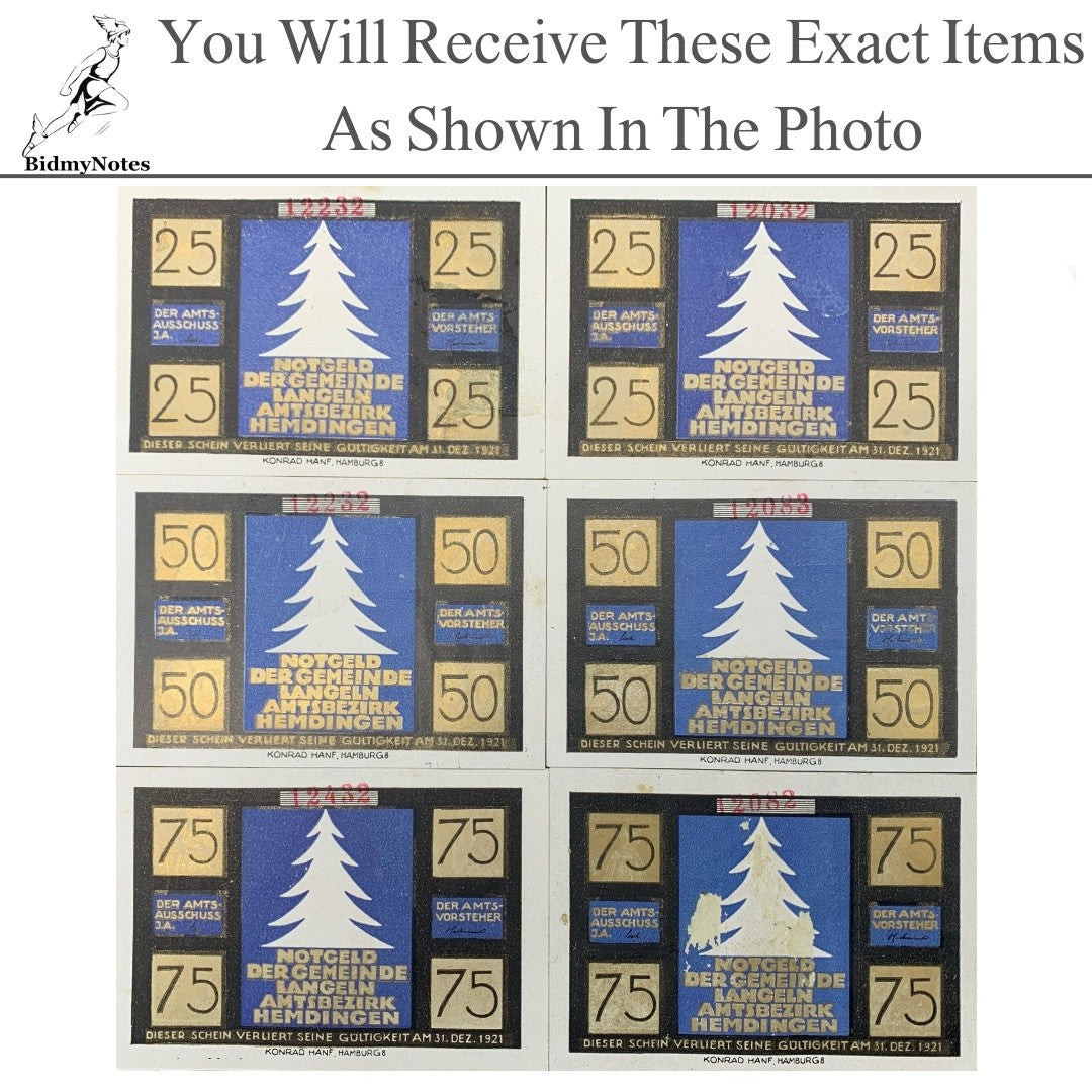 Germany Notgeld LENGERSHAUSEN 25 50 75 Pfennig 1921 Set 6 pcs