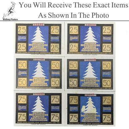 Germany Notgeld LENGERSHAUSEN 25 50 75 Pfennig 1921 Set 6 pcs