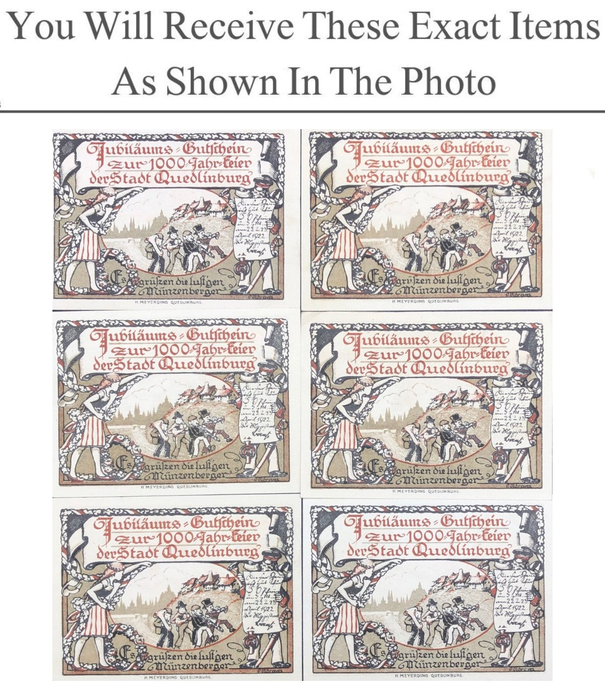 Germany Notgeld QUEDLINBURG 50 Pfennig 1922 Full Set 6 pcs