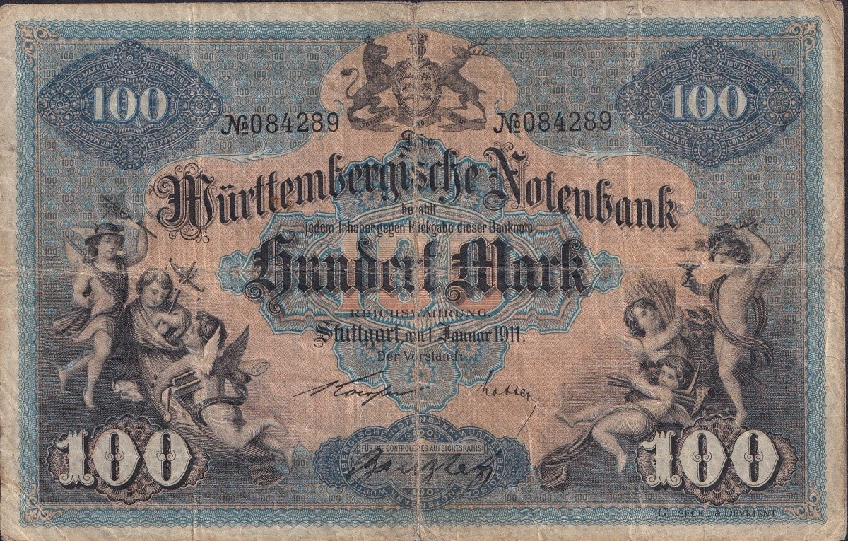 Germany-Wurttemerg 100 Mark 1911 P S979c Circulated