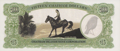 Chatham Islands 15 Dollars 1999 Commemorative Polymer Banknote Test Note UNC