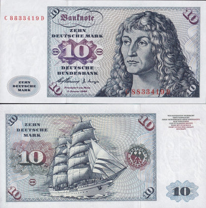 Germany 10 Deutsche Mark 1960 P 19 UNC