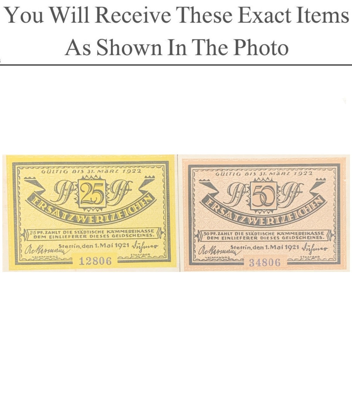 Germany Notgeld STETTIN 25 50 Pfenning 1921 Set 2 pcs