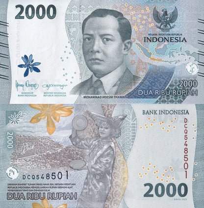 Indonesia 2000 Rupiah 2022 P 163 New design UNC 1/10 Bundle LOT 10 pcs